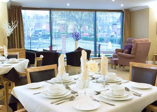 fine dining at Hempstalls Hall care home in Newcastle Under Lyme