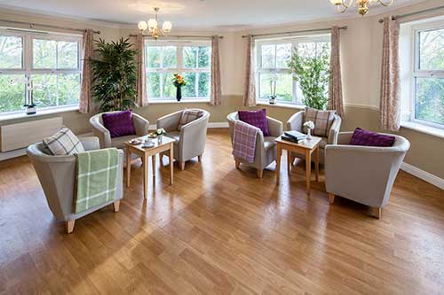 Lounge at Rowan Court Care Home Newcastle Under Lyme